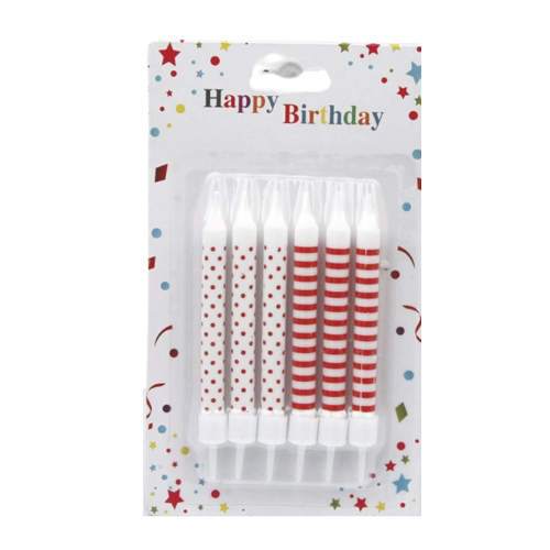 Velas Rojas y Blancas Diseños x6