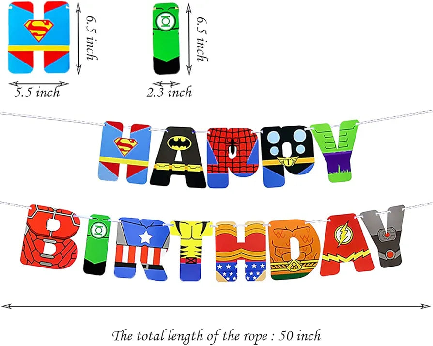 Banderin Feliz Cumpleaños Superhéroes