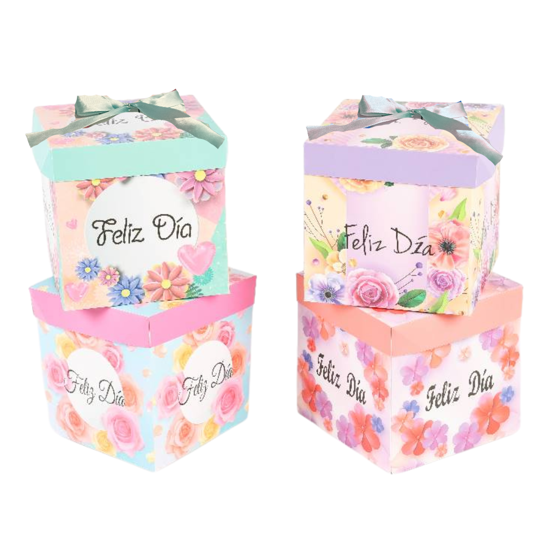 Caja Cubo Feliz Día con moño