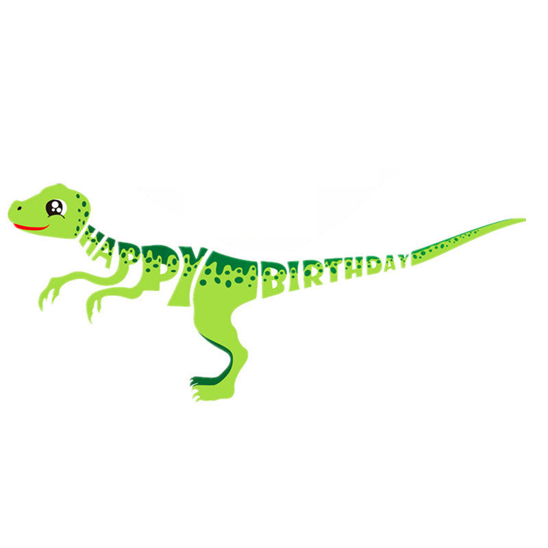Banderín Feliz Cumpleaños Dinosaurio Verde