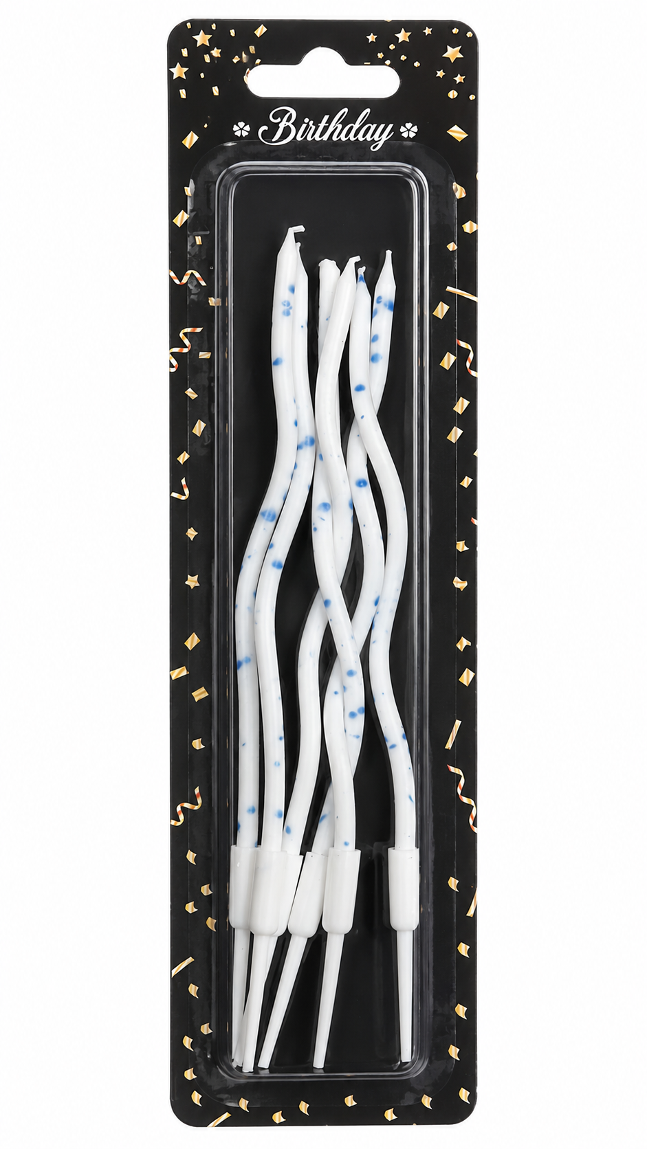 Velas Curvas Blancas con Azul x6