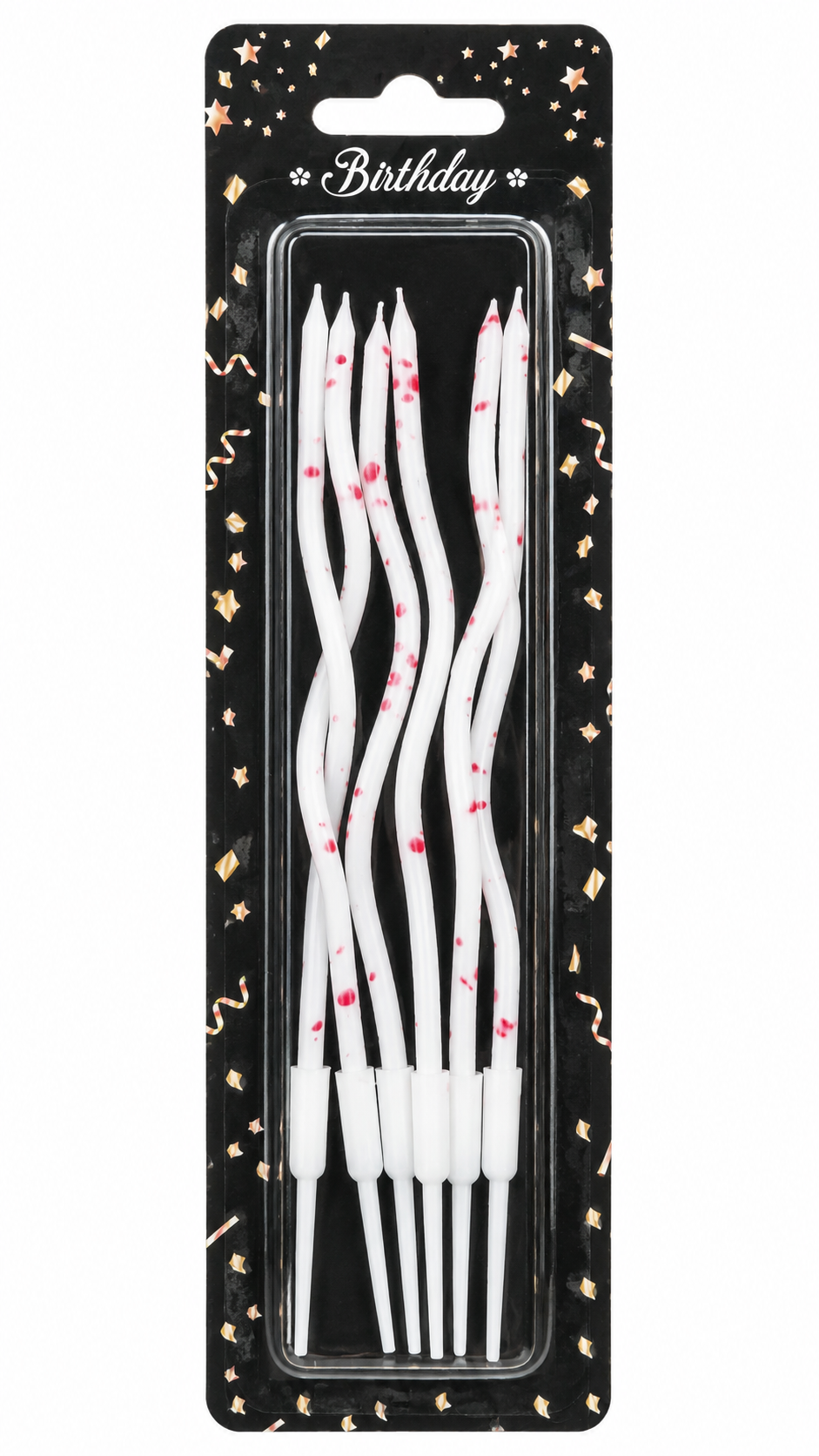 Velas Curvas Blancas con Rosa x6