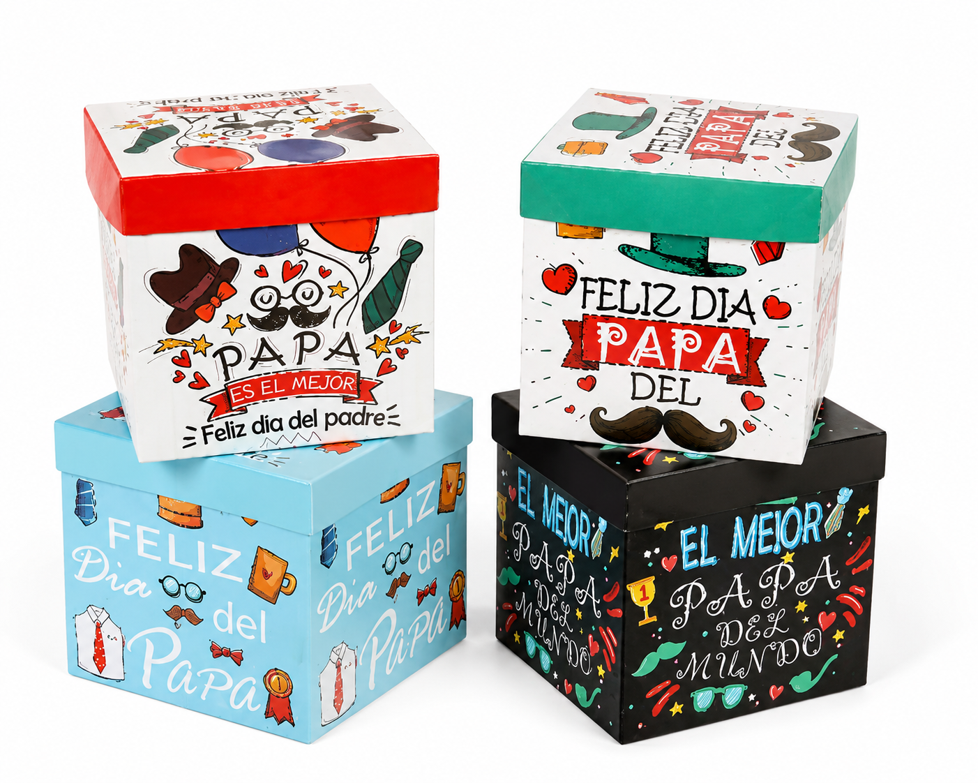 Caja Cubo Papá con moño