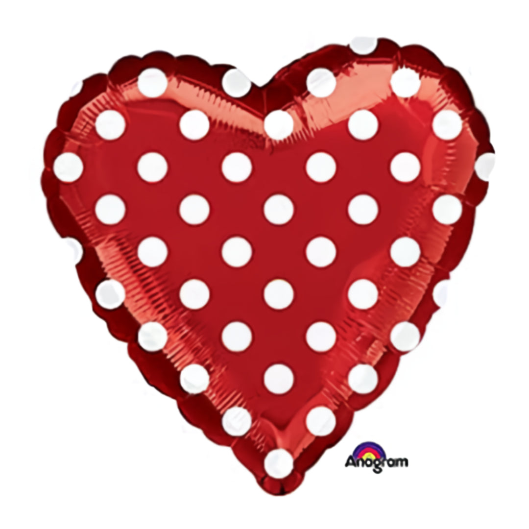 Globo Corazon Rojo Con Lunares
