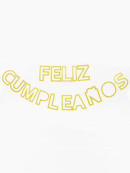 Banderín Feliz Cumpleaños Dorado Calado
