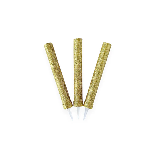 Vela Volcán Glitter Dorada Unidad