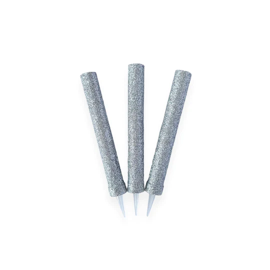 Vela Volcán Glitter Plata Unidad