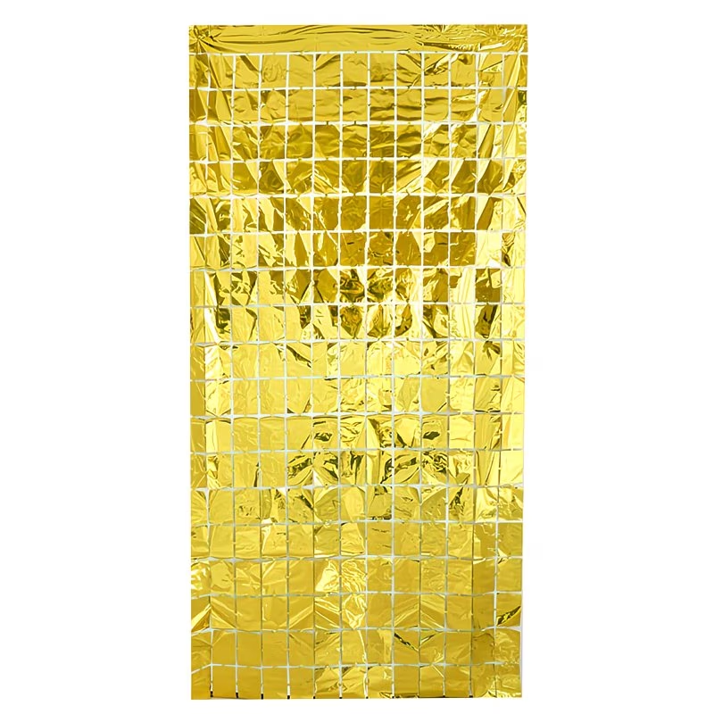Cortina Metalizada Espejos Dorados