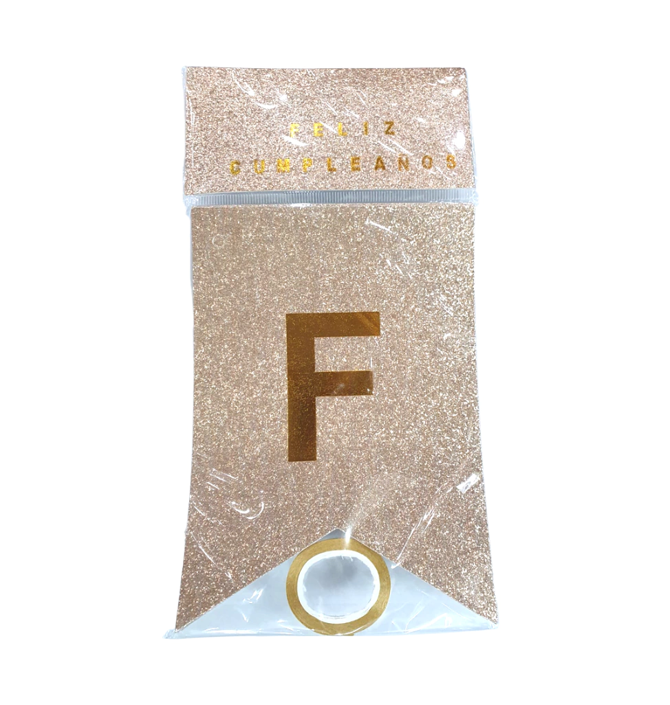 Banderín Feliz Cumpleaños Glitter Dorado