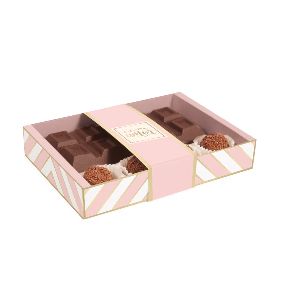 Caja Chevron Rosa para Dulces