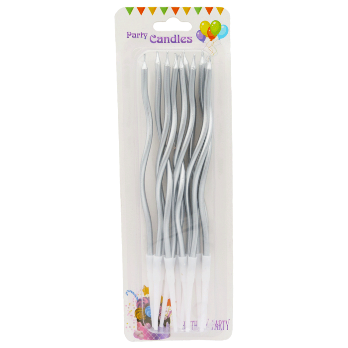 Velas Curvas Plateado x12