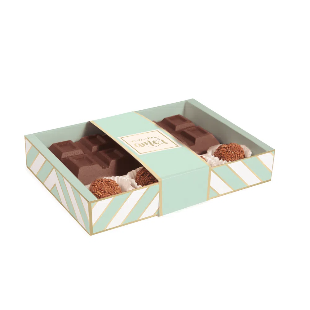 Caja Chevron Verde Agua para Dulces