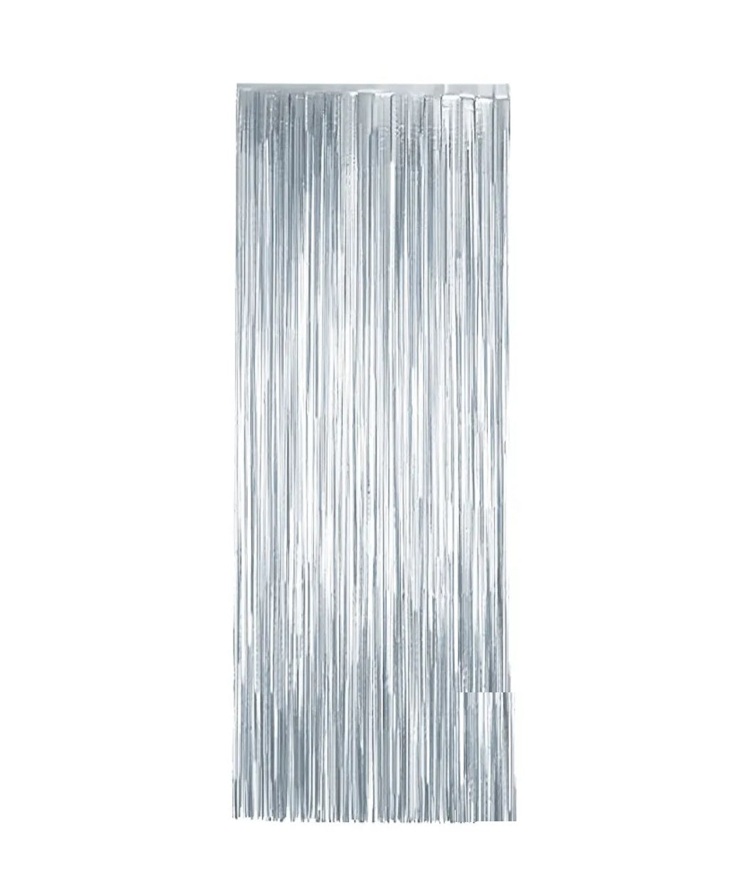 Cortina Metalizada Flecos Plateada