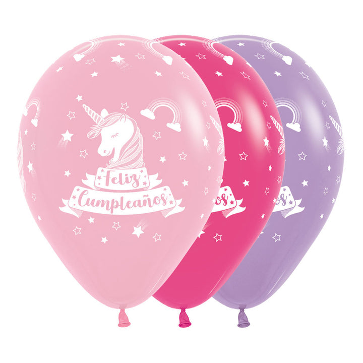 Globo Fashion Feliz Cumpleaños Unicornio R-12 x12