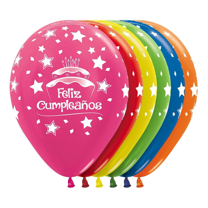 Globo Metal Mix Feliz Cumpleaños Torta R-12 x12