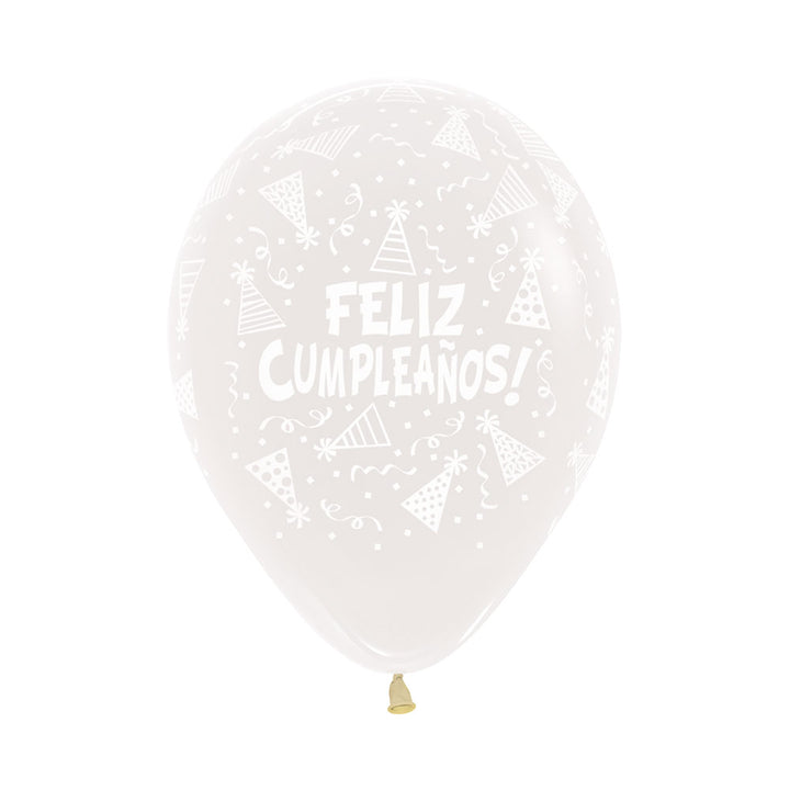 Globo Cristal Feliz Cumpleaños Gorritos Transparente R-12 x12