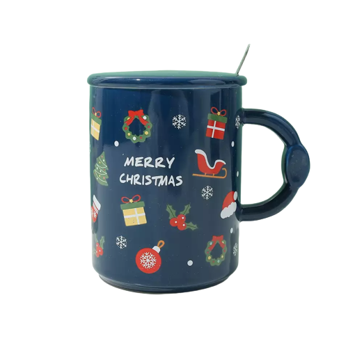 Taza Navideña "Merry Christmas" azul