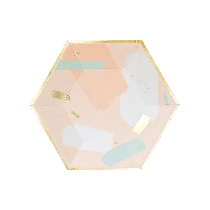 Plato Hexagonal Colores Pastel