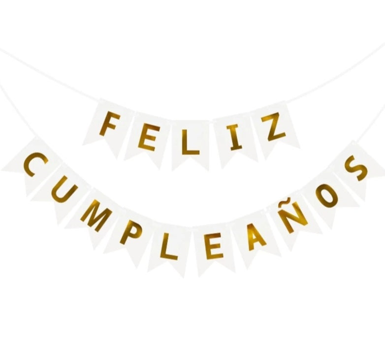 Banderín Feliz Cumpleaños Blanco