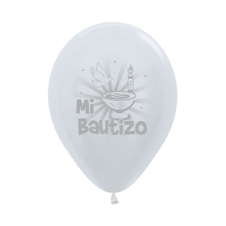 Globo Satín Blanco Mi Bautizo R-12 x12