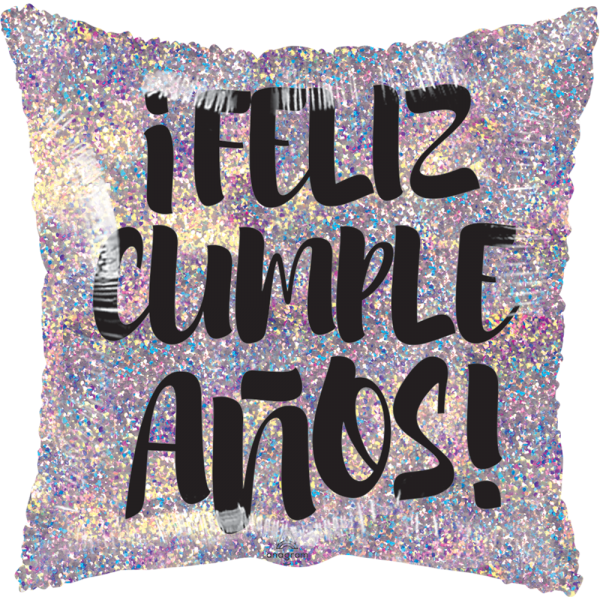 Feliz Cumpleaños Glitter Plata