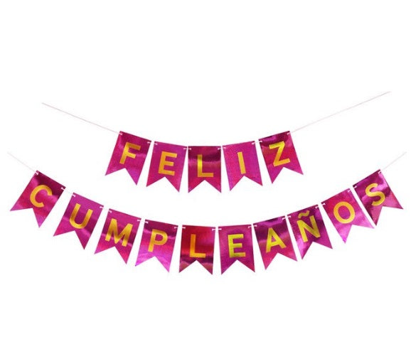 Banderín Feliz Cumpleaños Fucsia