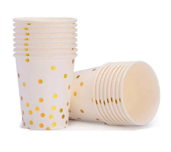 Vaso Blanco con Lunares dorados