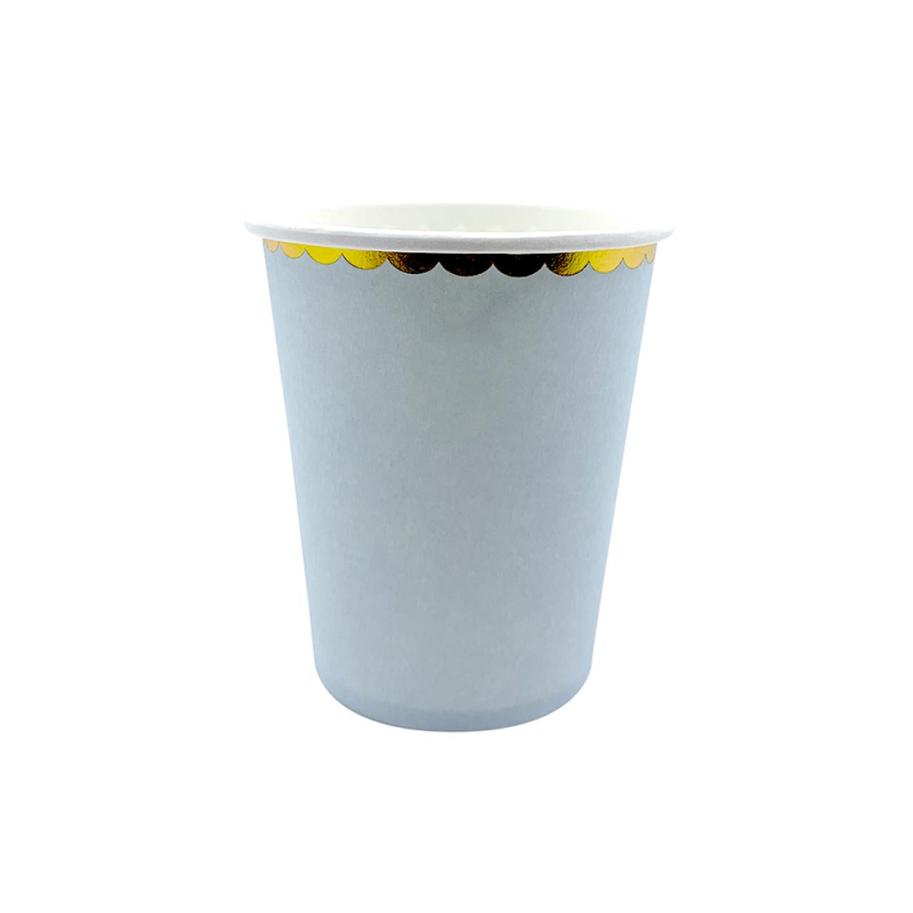 Vasos Celeste con Borde Dorado