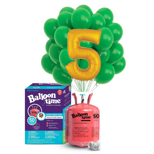 Garrafa de Helio Americano + 25 Globos Biodegradables +1 Número