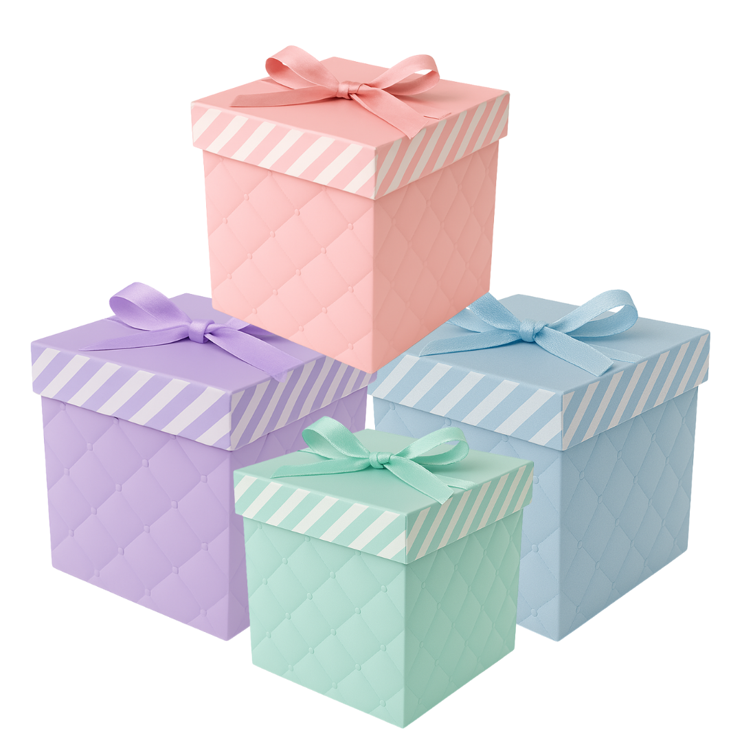 Caja Cubo Pastel con moño