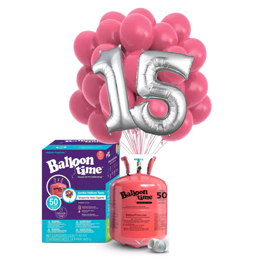 Garrafa de Helio Americano + 12 Globos Biodegradables + 2 Números