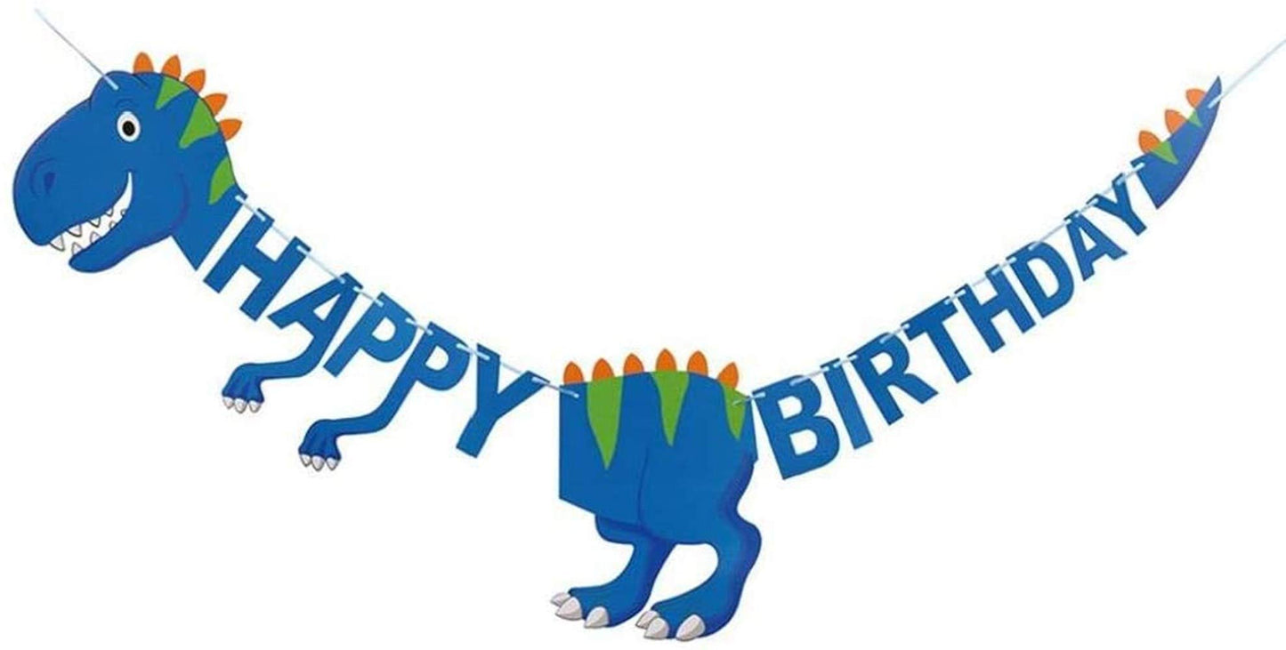 Banderín Feliz Cumpleaños Dinosaurio Azul