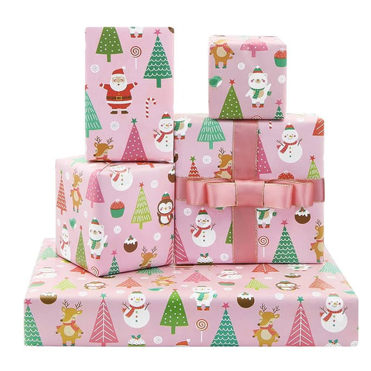 Papel de Regalo Navidad Rosa