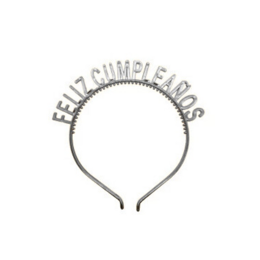 Vincha "Feliz Cumpleaños" Plata