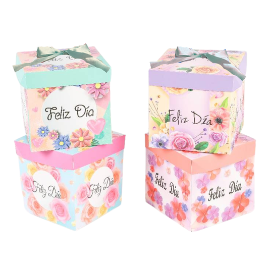Caja Cubo Feliz Día con moño