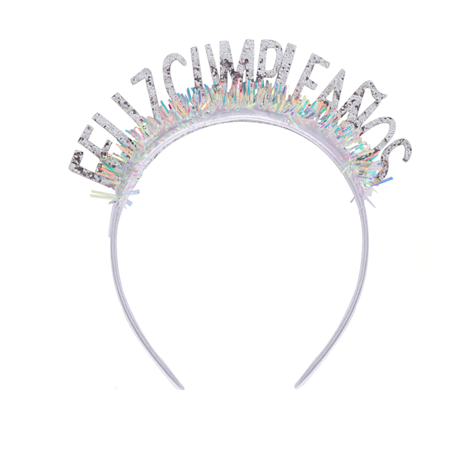 Vincha Feliz Cumpleaños Plata