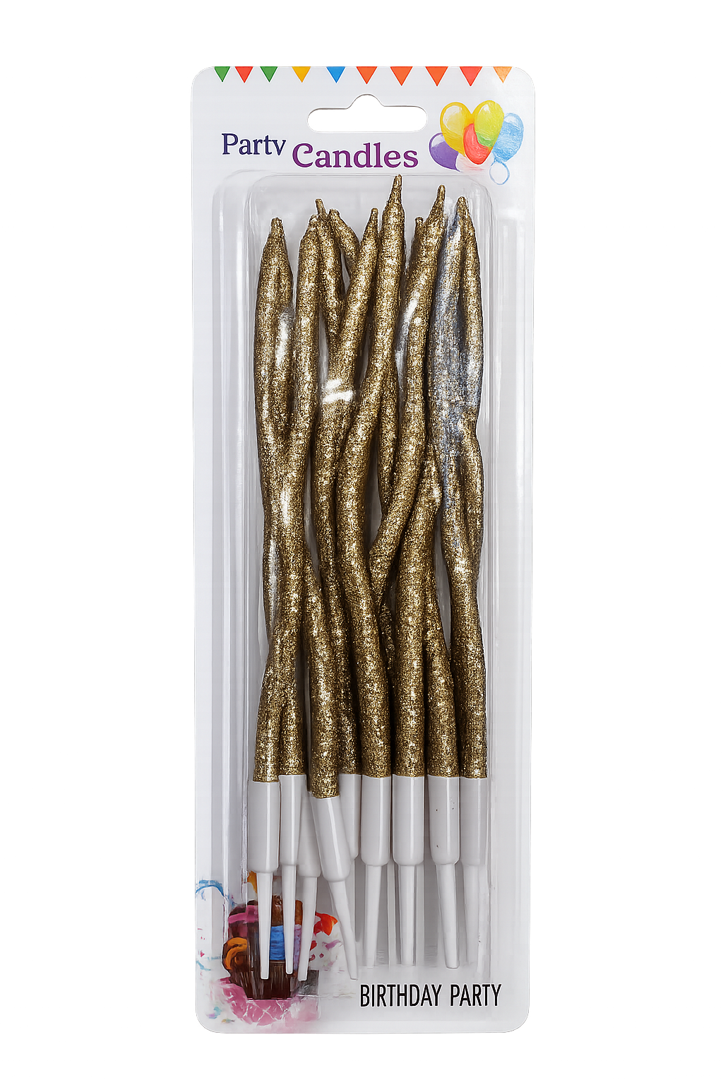 Velas Curvas Glitter Champaña x12