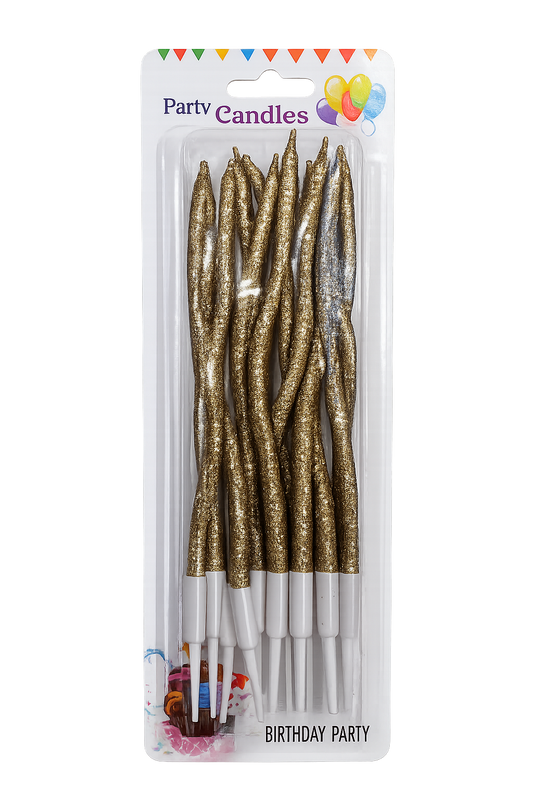 Velas Curvas Glitter Champaña x12