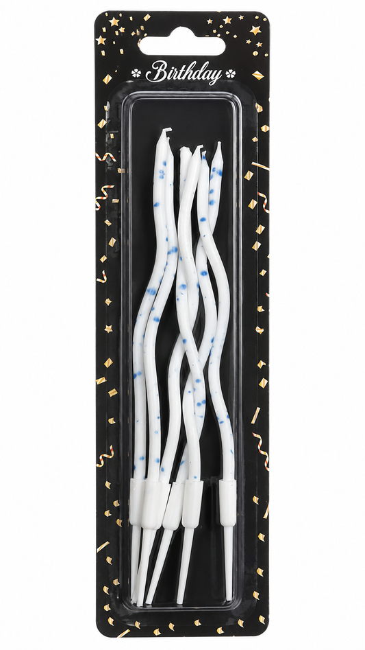 Velas Curvas Blancas con Azul x6