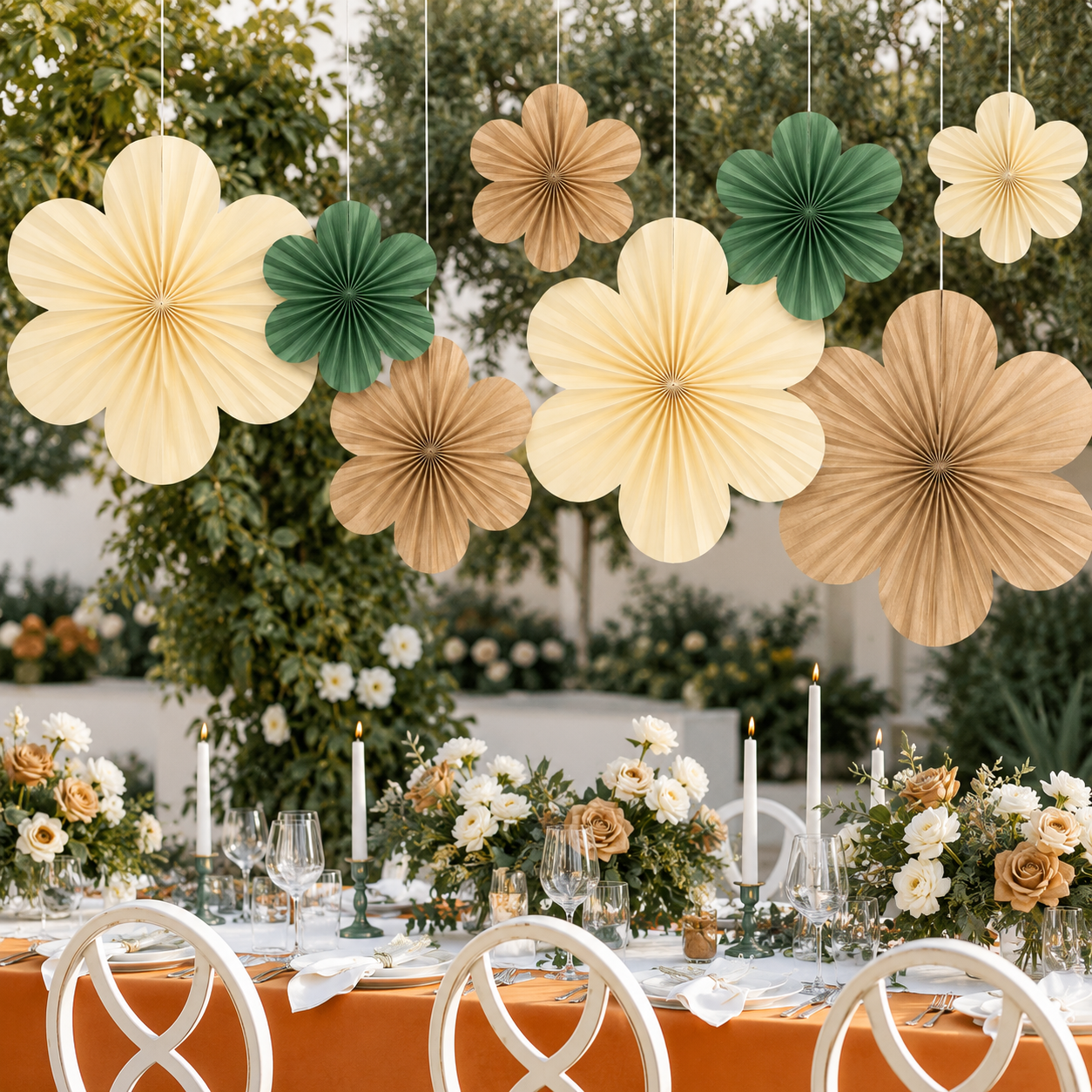 Abanico Flor Craft x3
