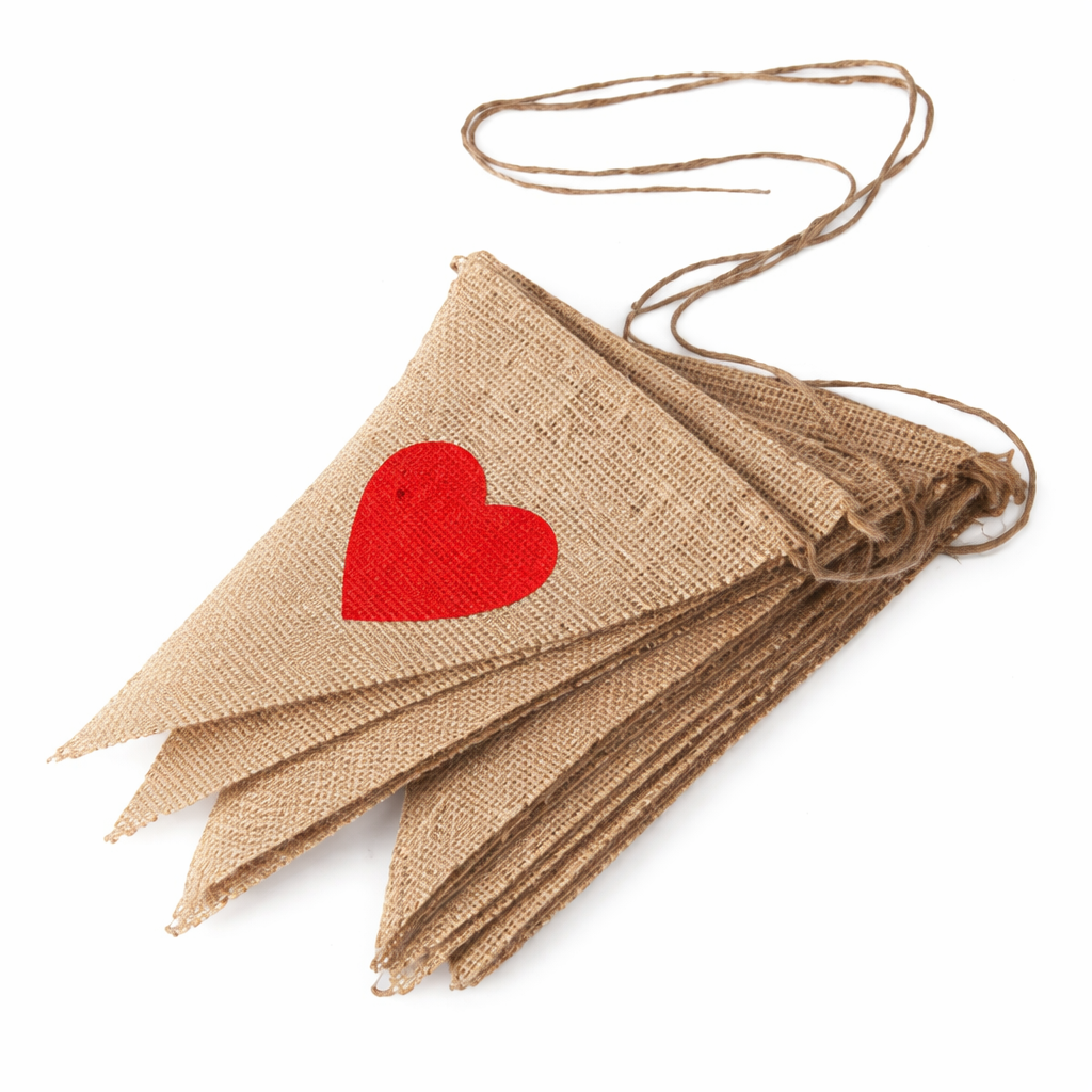 Banderín Corazones en Arpillera