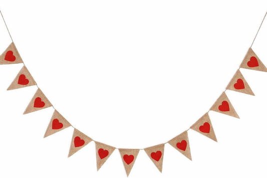 Banderín Corazones en Arpillera