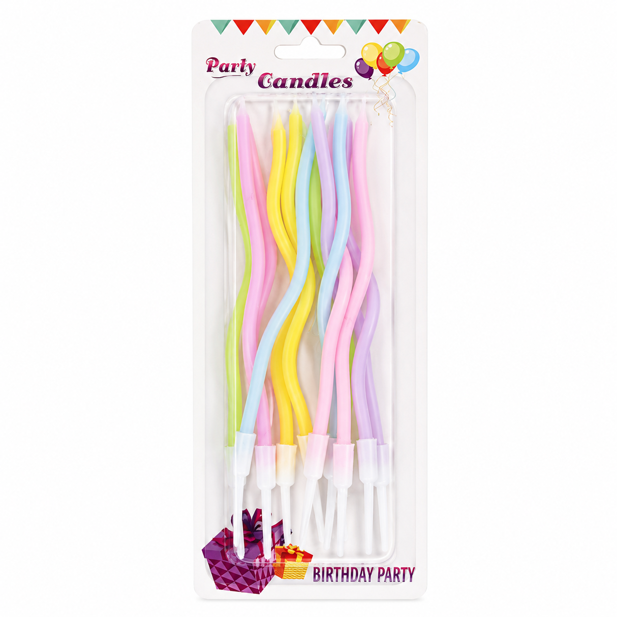 Velas Curvas Pasteles x12