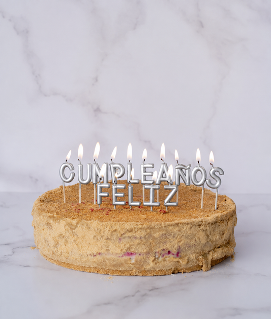 Velas Feliz Cumpleaños Plata
