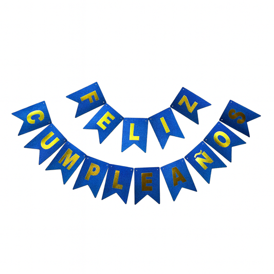 Banderín Feliz Cumpleaños Glitter Azul