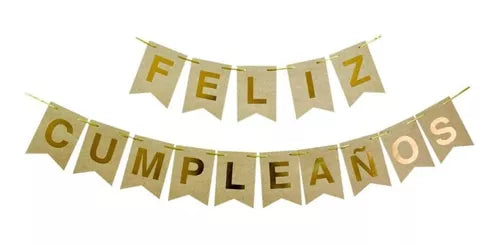 Banderín Feliz Cumpleaños Glitter Dorado