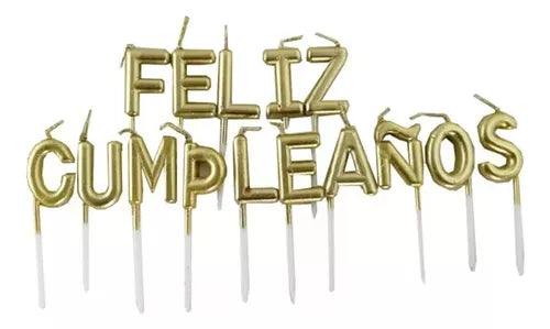 Velas Feliz Cumpleaños Dorado