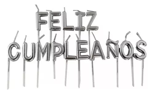 Velas Feliz Cumpleaños Plata