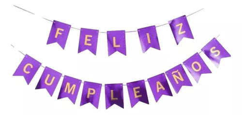 Banderín Feliz Cumpleaños Metalizado Violeta