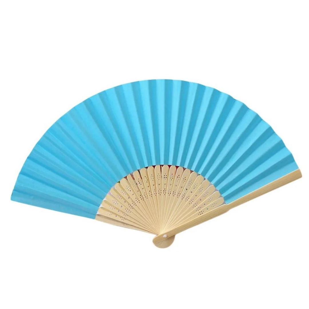 Abanico De Bamboo Celeste